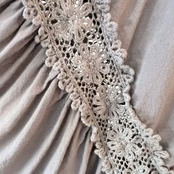 She + Sky Blue gray mini dress cotton crochet size L - Picture 6 of 13